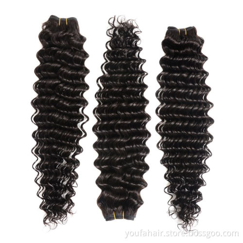 Wholesale Price 10A Cheap Natural Color Remy Cuticle Aligned Human Hair Extension with Closure Deep Wave Human Hair Bundles